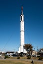 Cosmo Isle Hakui, real white large Mercury Redstone Rocket in front of the Space & UFOs Museum, Noto Peninsula, Japan. Royalty Free Stock Photo