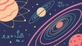 Cosmology Physics: Planets, Math, and the Universe\'s Equations, vector design Generative AI Royalty Free Stock Photo