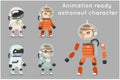 Cosmonaut Astronaut Spaceman Space Sci-fi Icons Set Animation Ready Cartoon RPG Game Flat Design Vector Illustration Royalty Free Stock Photo