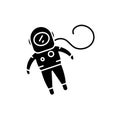 Cosmonaut black icon, vector sign on isolated background. Cosmonaut concept symbol, illustration