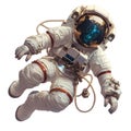 An cosmonaut in a protective suit. An astronaut in low-Earth orbit in zero gravity. Generated by AI Royalty Free Stock Photo