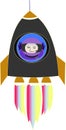 The cosmonaut in a rocket.