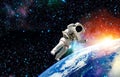 Cosmonaut traveling in cosmos.mission in outer space