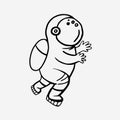 Cosmonaut. Vector linear drawing of an astronaut. Man in space
