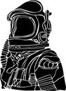 Cosmonaut Vector Stencil, Black and White