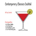 Cosmopolitan alcoholic cocktail vector illustration recipe isolated