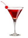 Cosmopolitan cocktail with cherry isolated Royalty Free Stock Photo