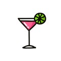 Cosmopolitan cocktail drink doodle icon, vector illustration Royalty Free Stock Photo