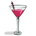 Cosmopolitan cocktail in the glass. Vector