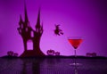 Cosmopolitan cocktail in Halloween setting Royalty Free Stock Photo