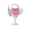 Cosmopolitan cocktail humble nurse mascot design with a syringe
