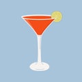 Cosmopolitan Cocktail in martini glass garnished with lime wheel. Summer aperitif drink minimalist square print Royalty Free Stock Photo