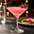 Cosmopolitan cocktail from a 3 Michelin star United States restaurant side view. AI generated Royalty Free Stock Photo