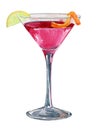 Cosmopolitan cocktail, pink alcoholic drink, bar menu Royalty Free Stock Photo