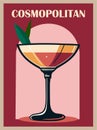 Cosmopolitan Cocktail retro poster vector wall art