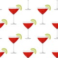 Cosmopolitan cocktail seamless pattern. Alcohol drink background