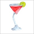 Cosmopolitan cocktail. Watercolor illustration. Vector Royalty Free Stock Photo