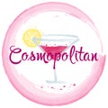Cosmopolitan cocktail watercolor