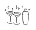 Cosmopolitan Couple of Glasses With Shaker Outline. Icon Vector Illustration. Icon. Cocktail Party