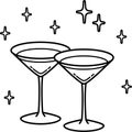 Cosmopolitan Glass Outline. Happy Hour Cocktails. Icon  Illustration. Icon. Cocktail Party. Bar. Hen party Royalty Free Stock Photo