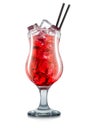 Cosmopolitan in hurricane glass on white Royalty Free Stock Photo