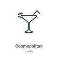 Cosmopolitan outline vector icon. Thin line black cosmopolitan icon, flat vector simple element illustration from editable drinks Royalty Free Stock Photo