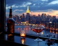 Cosmopolitan in a trendy Manhattan rooftop lounge