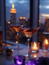 Cosmopolitan in a trendy Manhattan rooftop lounge