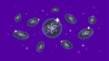 Cosmos ATOM coins falling from the sky. ATOM cryptocurrency concept banner background