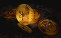 Cosmos ATOM cryptocurrency golden coin 3d illustration