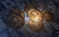 Cosmos ATOM cryptocurrency golden coin 3d illustration
