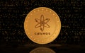 Cosmos atom cryptocurrency symbol golden coin illustration