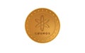 Cosmos atom cryptocurrency symbol golden coin illustration