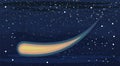 Cosmos background. Starry sky landscape. A bright comet. Flat style. Cartoon design. Vector