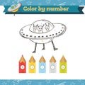 Cosmos Color by number Preschool or kindergarten worksheet. Royalty Free Stock Photo