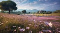 Cosmos Field In Provence Morning