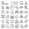 Cosmos line icon set, space symbols collection, vector sketches, logo illustrations, astronomy signs linear pictograms Royalty Free Stock Photo