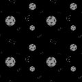 Cosmos, planets on a black background. Seamless pattern. Design for cards, clothes, fabrics, stationery Royalty Free Stock Photo