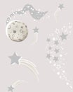 Cosmos theme seamless pattern. planets and outer space things. Royalty Free Stock Photo