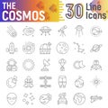 Cosmos thin line icon set, space symbols collection, vector sketches, logo illustrations, astronomy signs Royalty Free Stock Photo