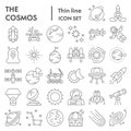 Cosmos thin line icon set, space symbols collection, vector sketches, logo illustrations, astronomy signs linear Royalty Free Stock Photo