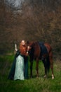 Cosplay girl elf in the forest Royalty Free Stock Photo