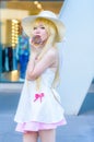 Cosplayer as characters Shinobu from Bakemonagatari Royalty Free Stock Photo