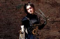 Cosplayer dressed as female Edward Scissorhands at the Lucca Comics and Games 2022 cosplay event. Royalty Free Stock Photo