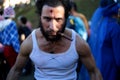 Cosplayer dressed as Wolverine, superhero from the Marvel Comics series at the Lucca Comics and Games 2022 cosplay event.