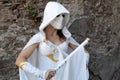 Cosplayer girl dressed as a female Moon Knight, character from the Marvel Comics series at the Lucca Comics and Games 2022.