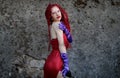 Cosplayer girl dressed as Jessica Rabbit in punk version at the Lucca Comics and Games 2022 cosplay event.
