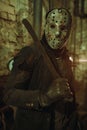 Cosplayer portrays Jason Voorhees from Friday the 13th and Nightmare on Elm Street films