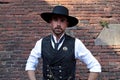 Cosplayer vestito da Colonel Douglas Mortimer, personaggio del film spaghetti western For a Few Dollars More. Royalty Free Stock Photo