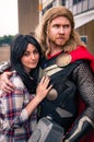 Cosplayers dressed as 'Thor' and 'Jane Foster' from Marvel Comic